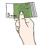 Hand zeigt Geldschein