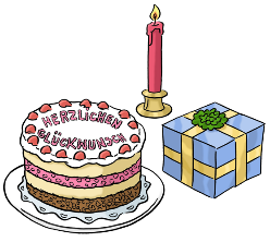 Geburtstags-Torte und Geschenk